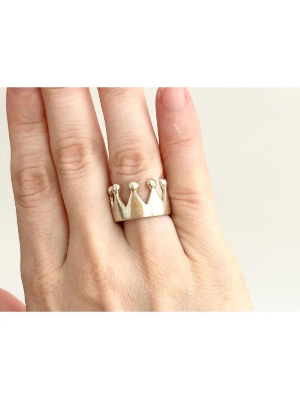 Crown Shaped Polished Bright Minimalist Sterling Silver 925 Vintage Ring - sz 6